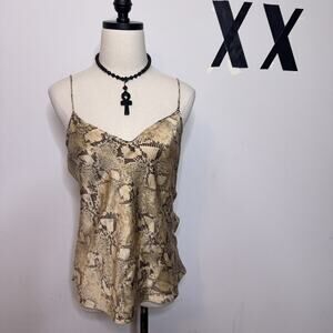 Vintage Y2K Silk Gold Snakeskin Print Cami Indie Sleaze Fairy Grunge 2000s S